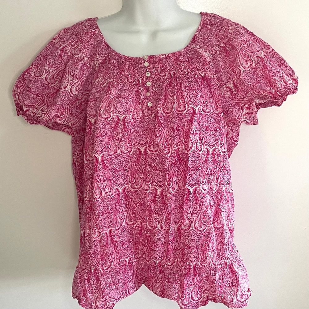 IZOD Pink Paisley Peasant Shirt